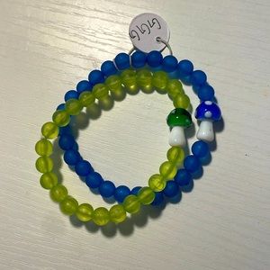 Mushroom Bracelets-green and blue